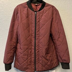 Mittoshop Women’s Quilted Bomber Jacket Rich Maroon Medium